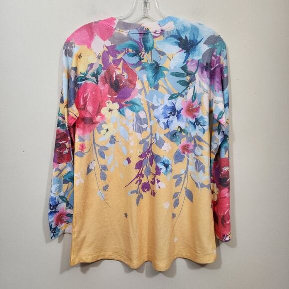Soft Surroundings long sleeve floral print lightweight v-neck sweater size SP - Picture 4 of 8